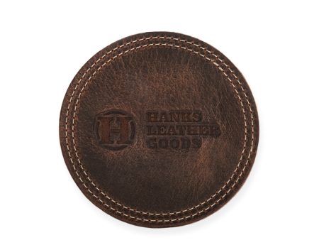 Premium Round Leather Coasters - Set of 4 For Sale