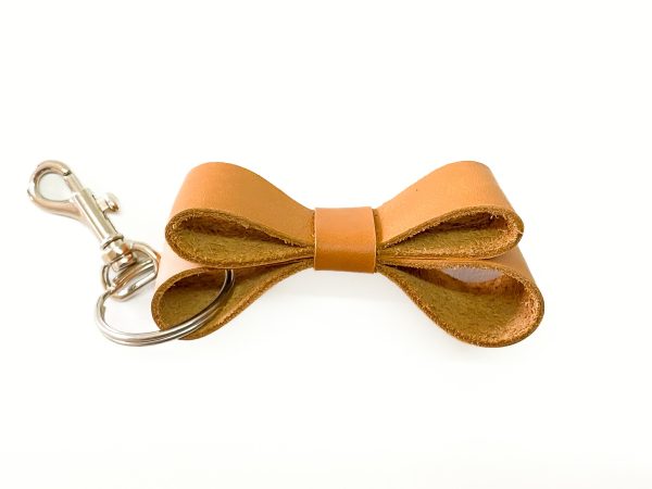 Sanna Leather Bow Tie Key Ring on Sale