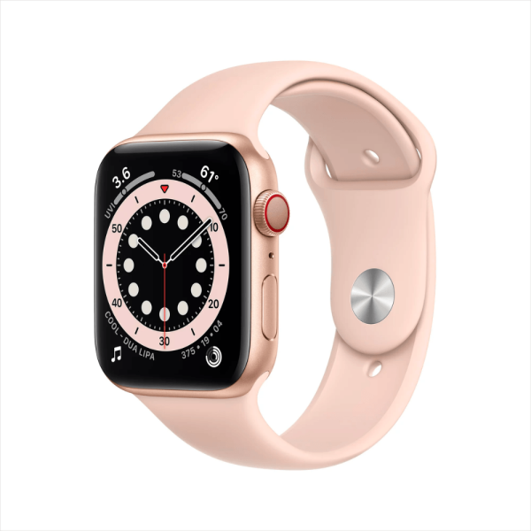 Apple Watch Series 6 (GPS+Cellular, 44mm) - Dourado com bracelete desportiva Rosa-Areia Fashion