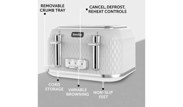 Breville Curve 4 Slice Toaster White Gloss - Refurbished Online