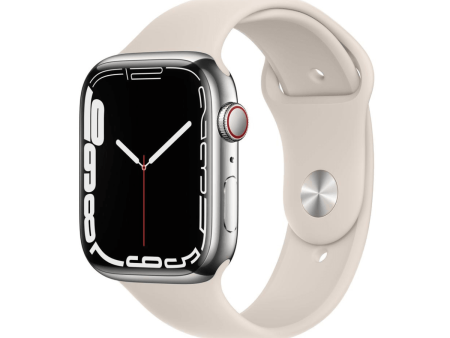 Apple Watch Series 7 (2021) GPS + Celular 45 mm - Aço inoxidável Prateado - Bracelete desportiva Luz das estrelas Online Hot Sale