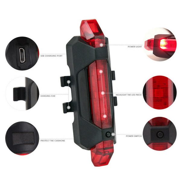 Rechargeable USB LED Bike Warning Tail Light Online Hot Sale