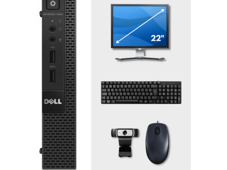 Pack Dell OptiPlex 3020 MFF i5 (4th Gen) 4GB RAM 500GB HDD + Monitor 22  + Teclado + Rato + Webcam Online Sale