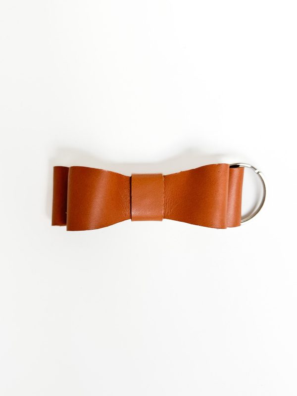 Sanna Leather Bow Tie Key Ring on Sale