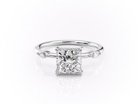 The Nicole Set With A 2.5 Carat Princess Moissanite For Sale